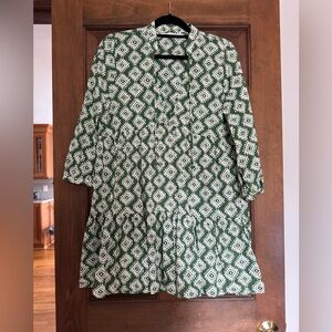 Zara Boho Geometric Print Teared Pleated Dress